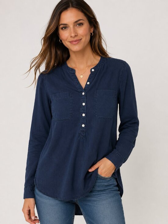 GAP Tops - Gap Navy Tunic Top XS Lightweight Utility Blouse Long Sleeve Casual Minimalist